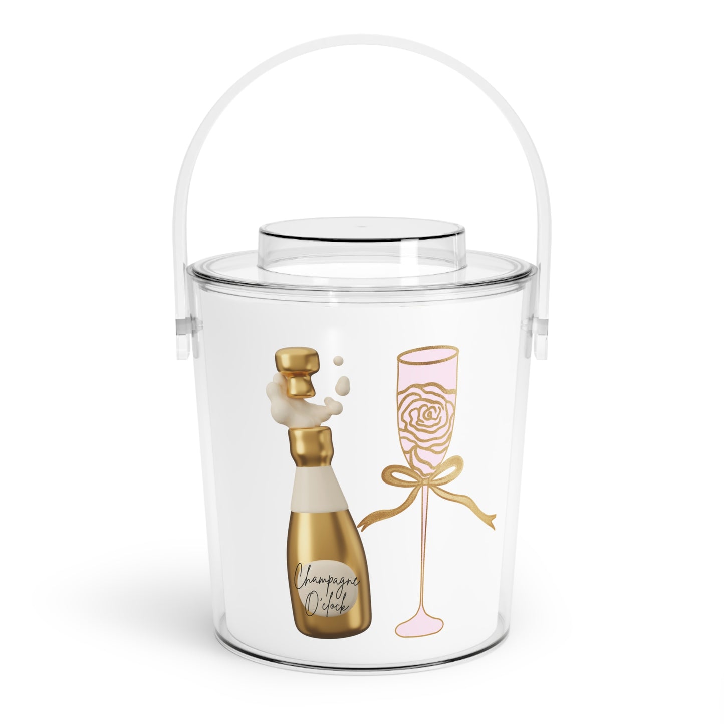 Champagne O'clock Ice Bucket with Tongs (White)